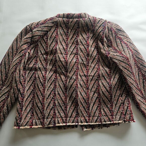 Anthro Driftwood XL Tweed Blazer Jacket Open Front Multi Color Office Wool Blend - Picture 4 of 7